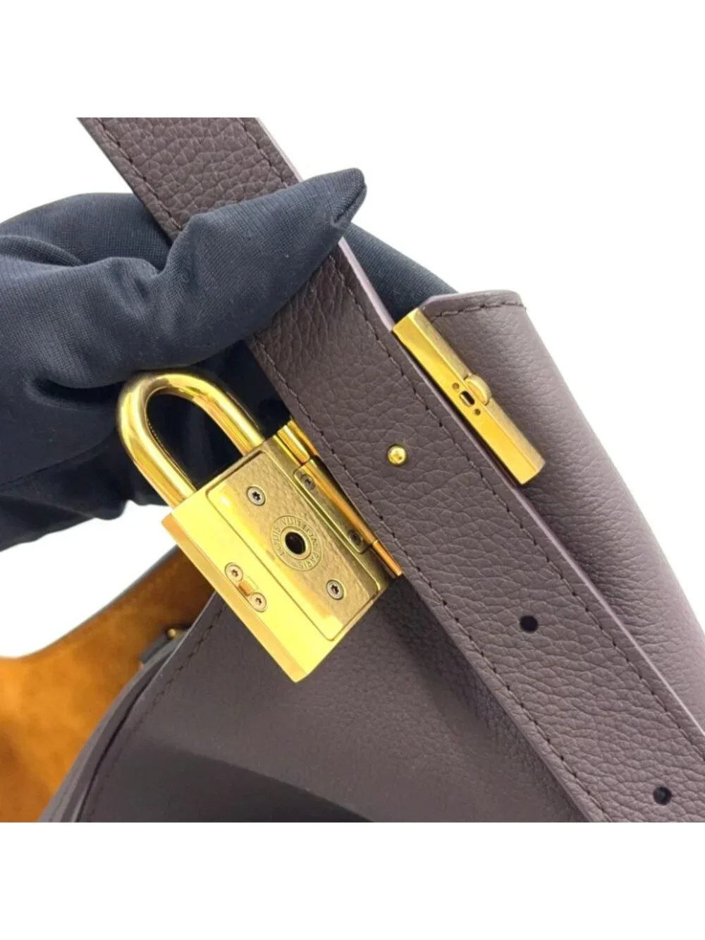 Louis Vuitton Lowkey Hobo MM Gray Leather Dark Brown Gold